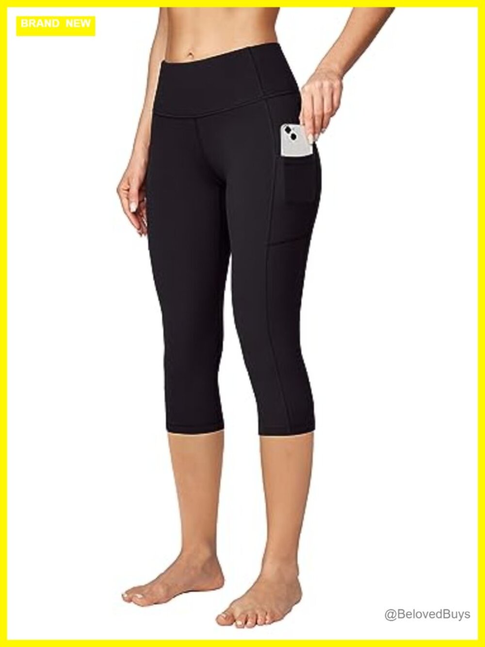 Capri Leggings with Pockets High Waisted Yoga Pants Cropped Workout